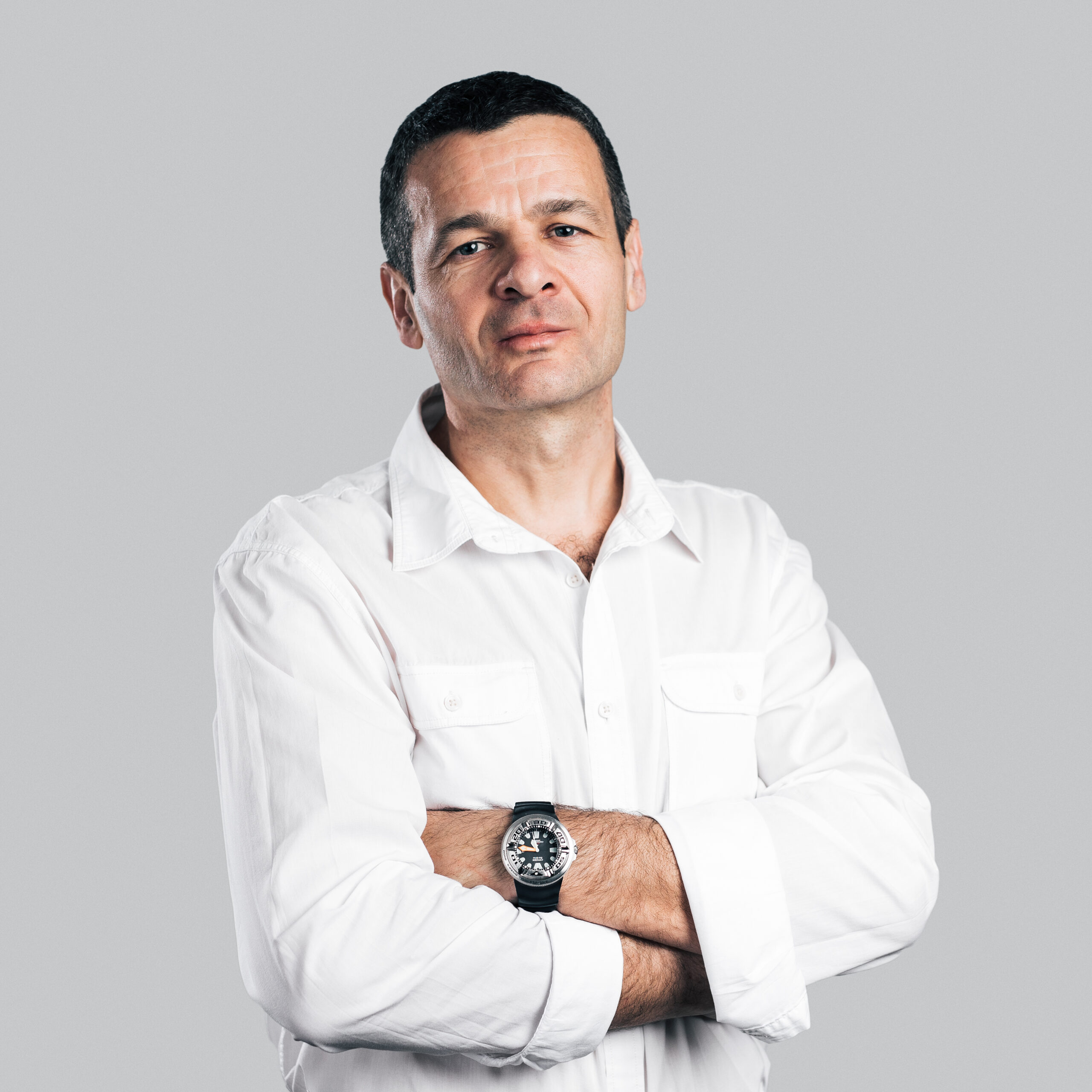 Vladimir Stanar, founder of Vibration Plate Zone Vladimir Stanar's portrait on the grey background