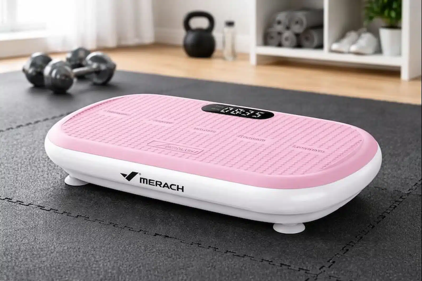 MERACH CV40 MERACH CV40 vibration plate on a home gym floor