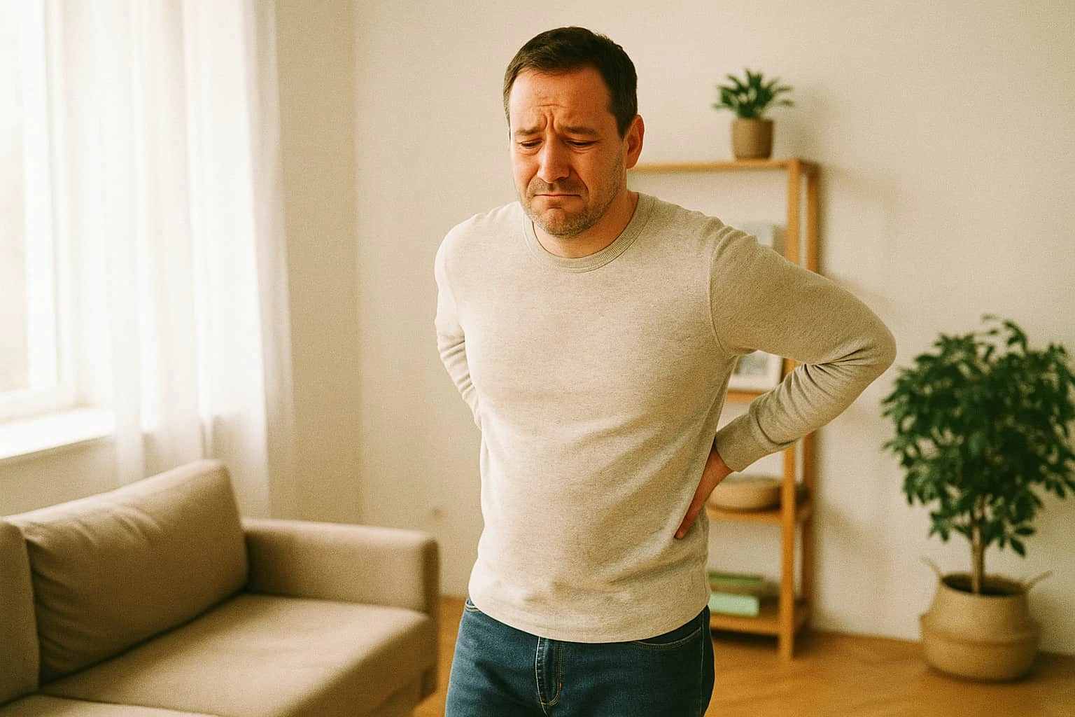vibration plate for back pain A man suffering with back pain