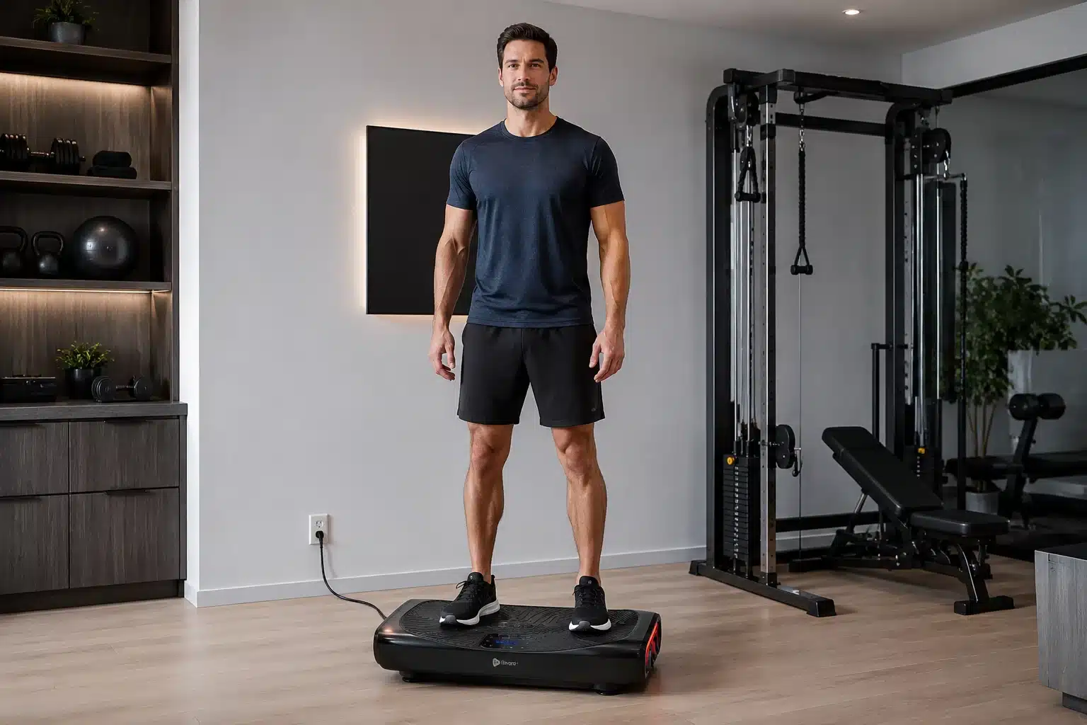Man in his thirties in super modern home gym exercising on the Lifepro Rumblex Pro 4D Man in his thirties in super modern home gym exercising on the Lifepro Rumblex Pro 4D