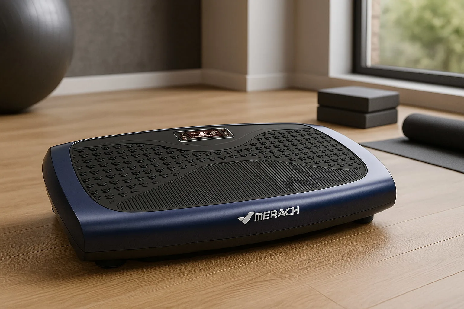 Merach Vibration Plate MR-2489 exercise machine in a home gym setting