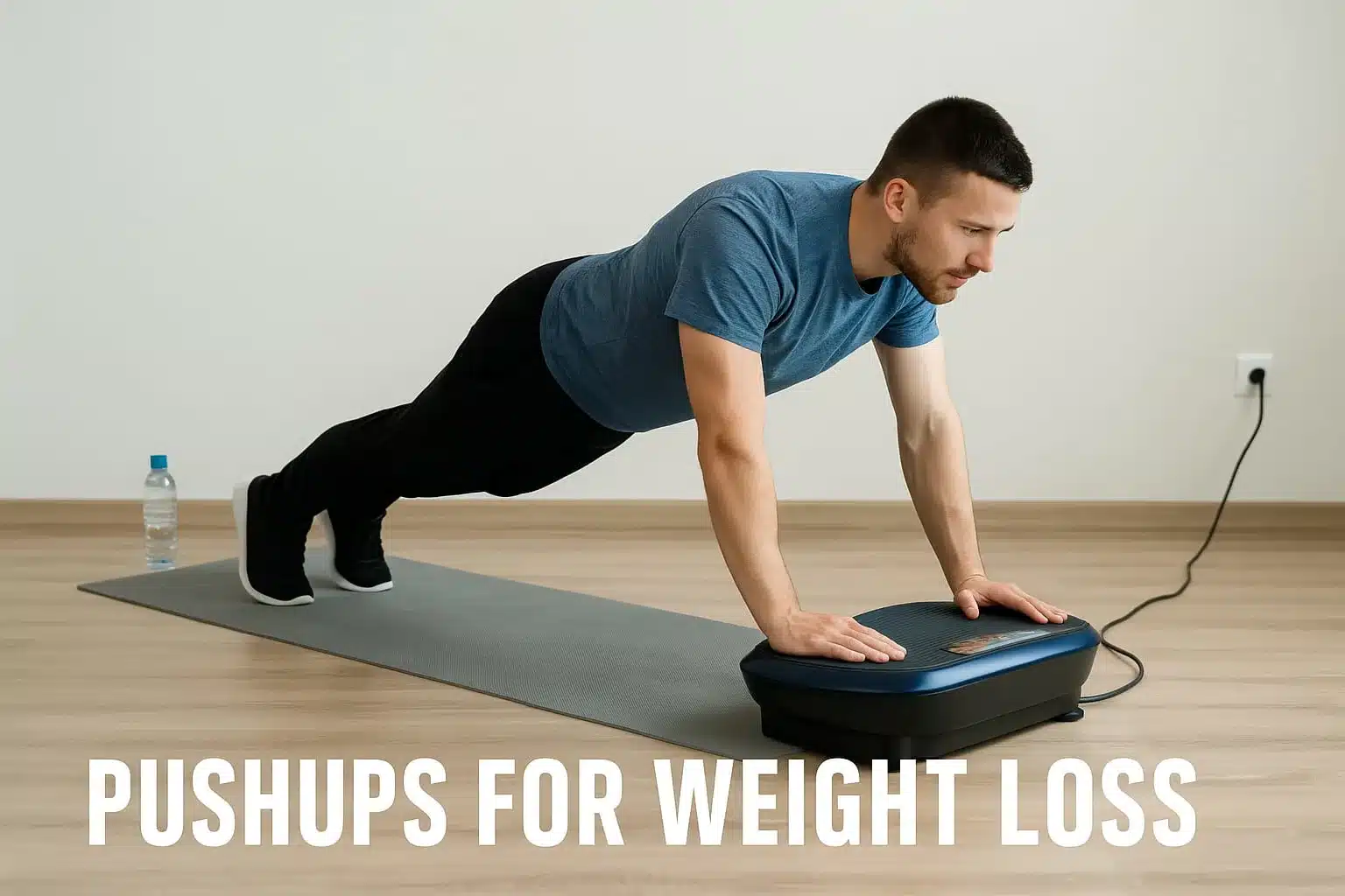 A man doing pushups for weight loss on a vibration plate