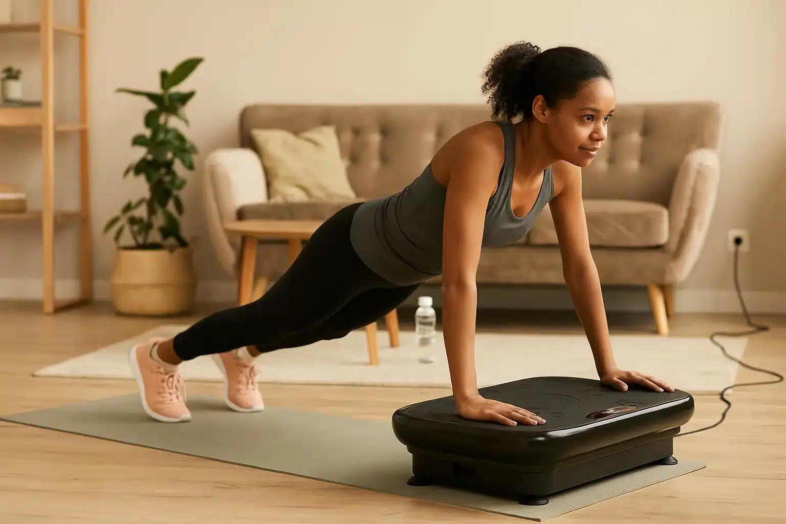 Are Vibration Plates Good for You - A young woman in a plank position