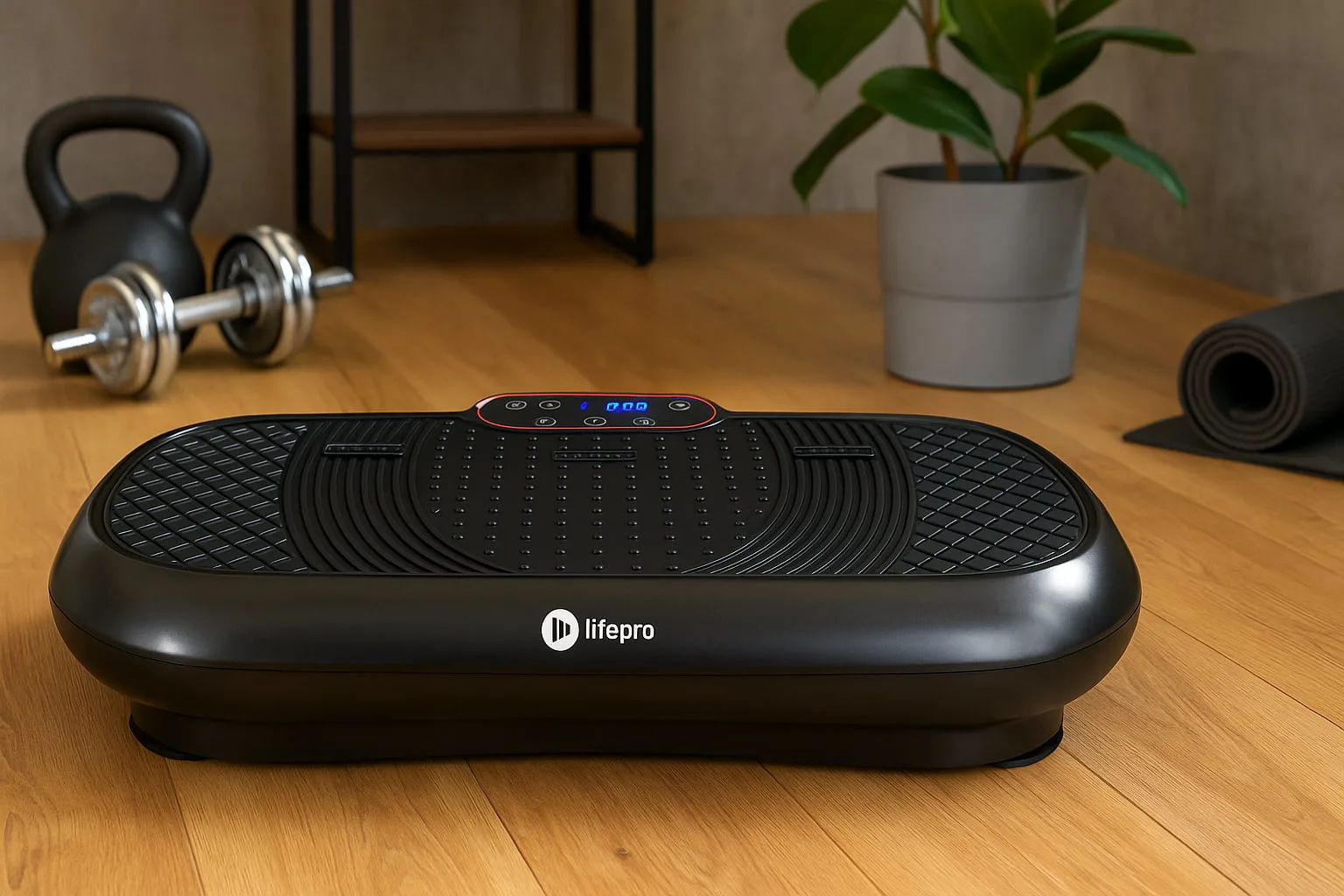 LifePro Vibration Plate Waver in a home gym