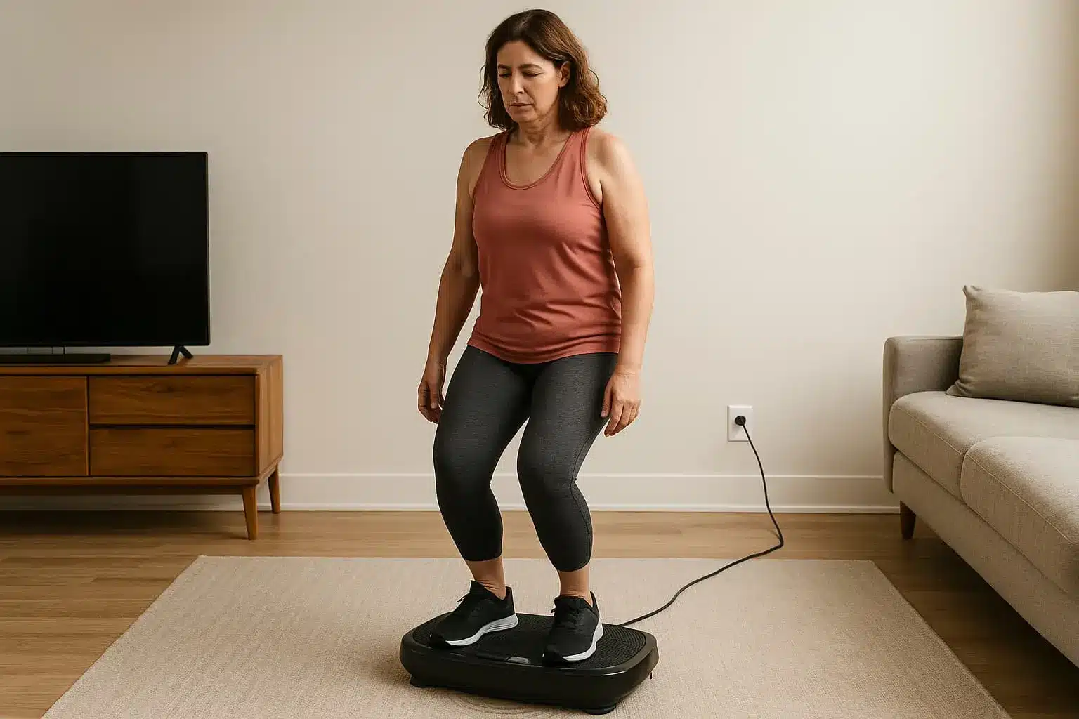 Potential Dangers of Vibration Machines a woman on a vibration plate