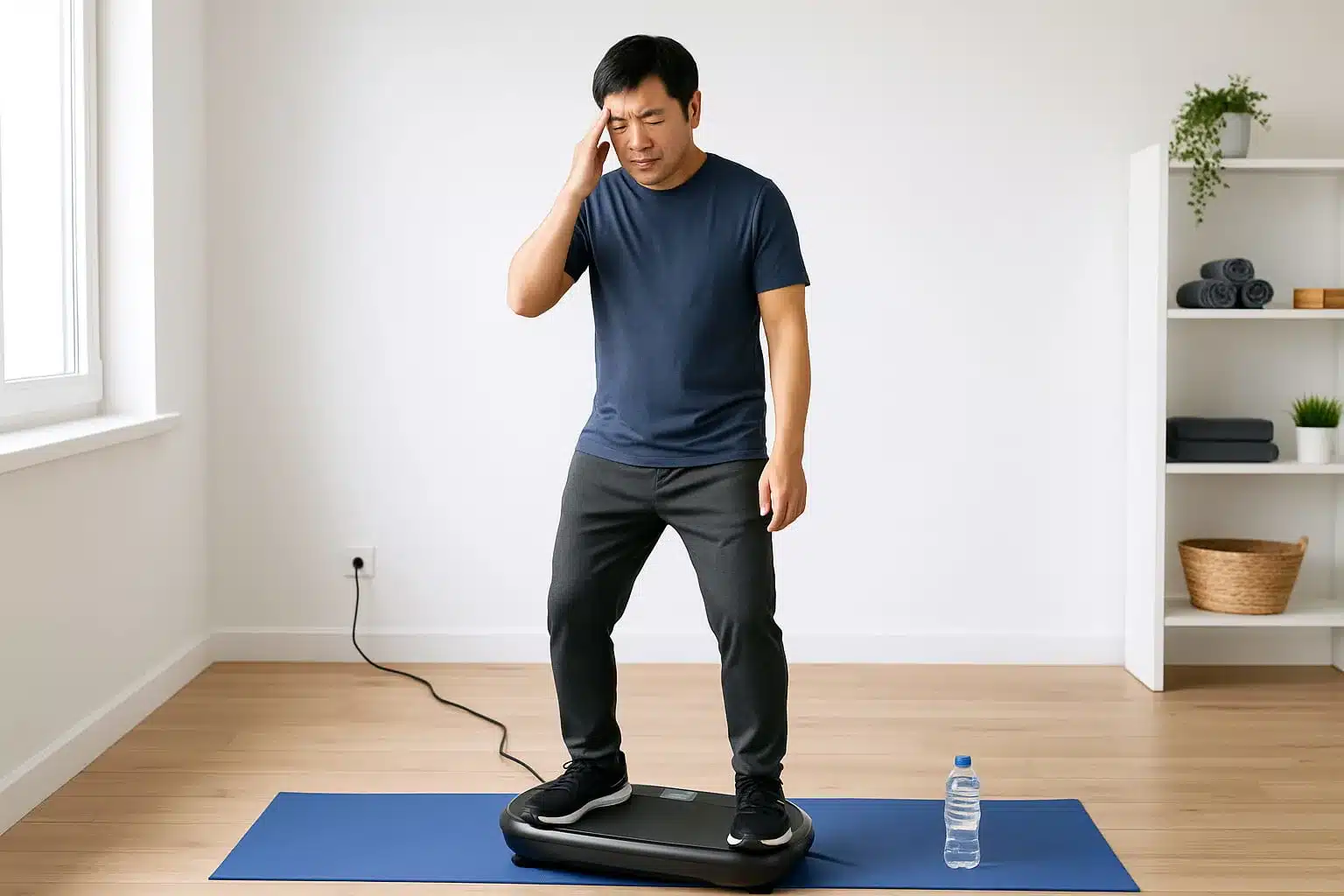 Short-Term Side Effects From Vibration Machines a Man Getting dizzy