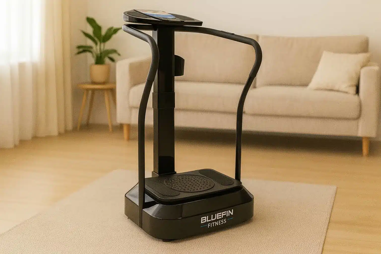 BLUEFIN FITNESS vibration machine in a living room