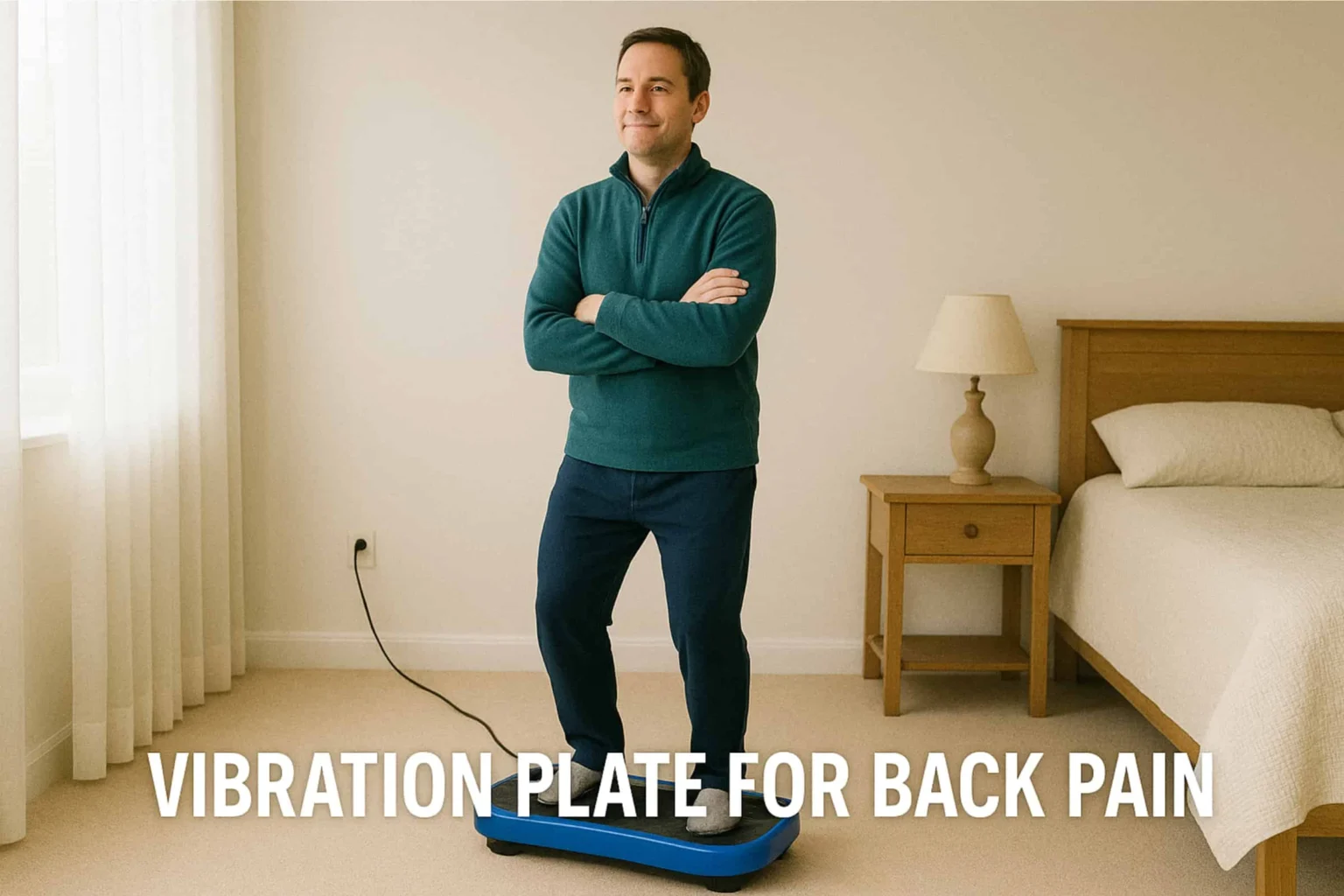 A man doing exercises using vibration plate for back pain
