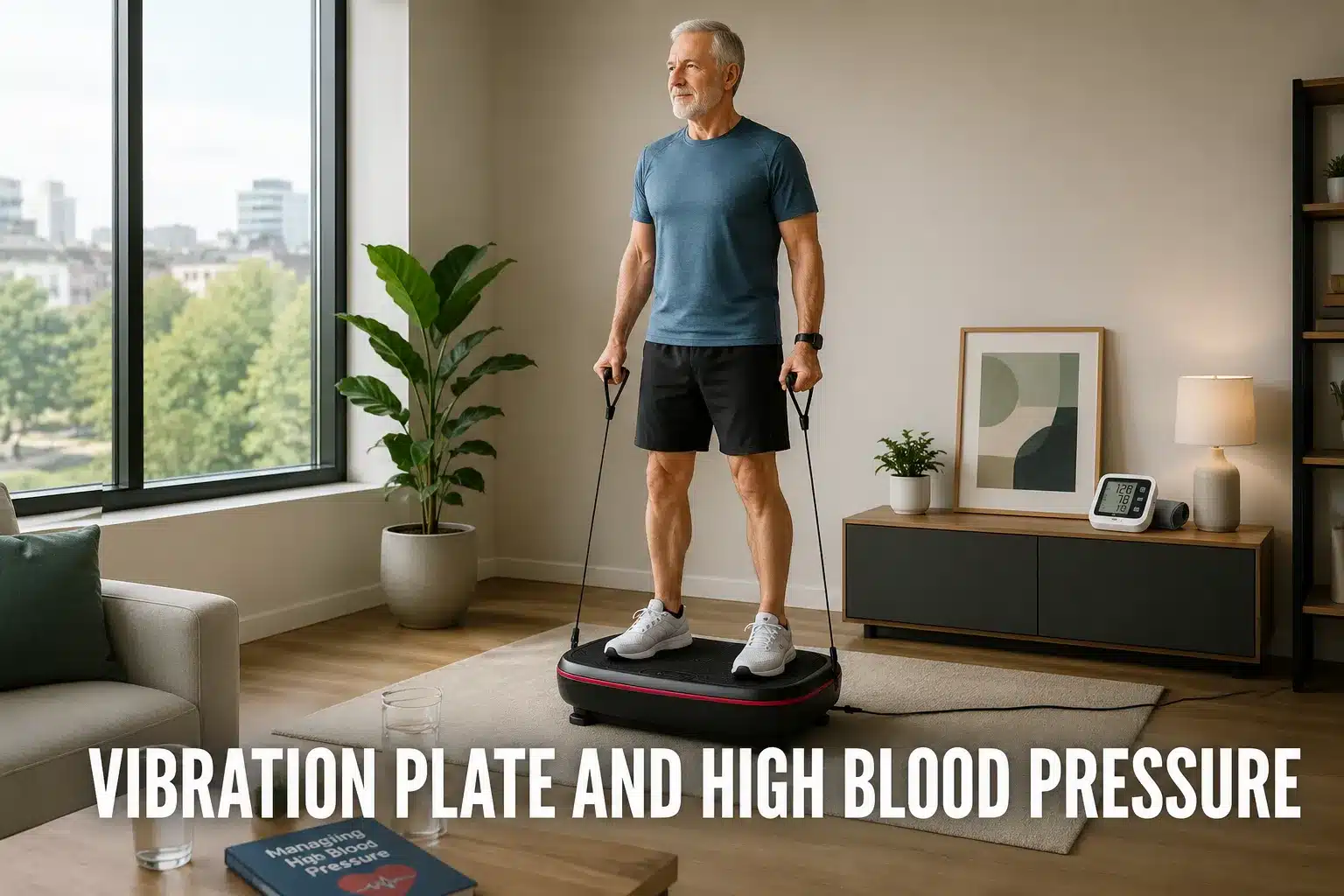 Vibration Plate and High Blood Pressure featured image with a woman standing on a plate